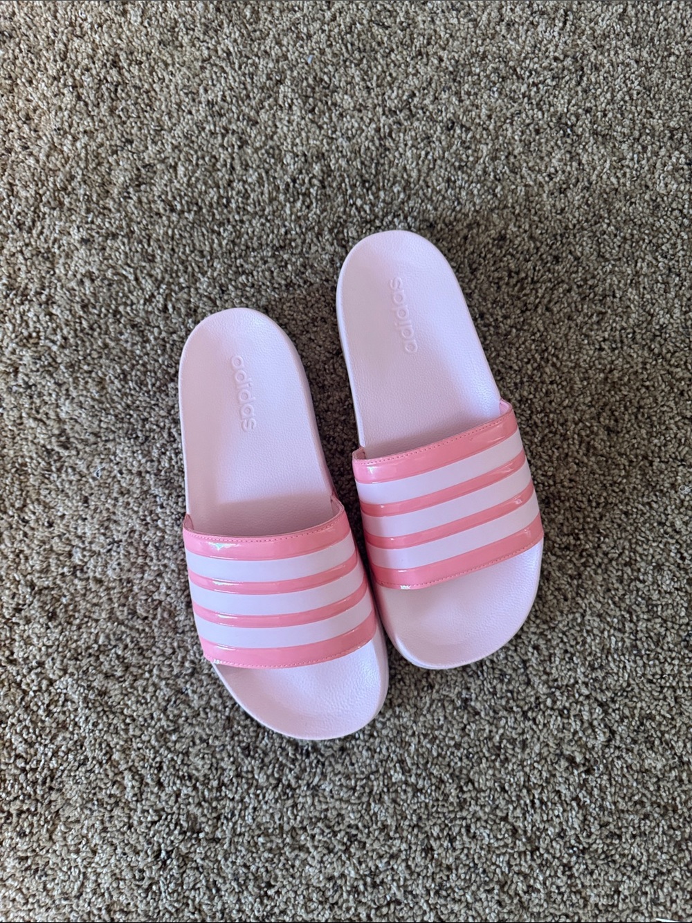 adidas Pink Striped Slide Sandals